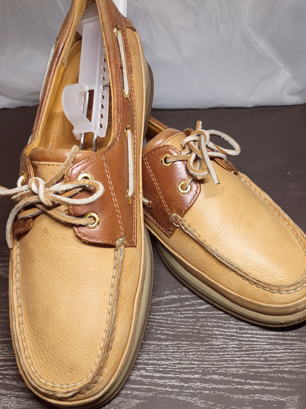 Sperry GOLD CUP Two-Tone Light Tan & Brown Leather Boat Shoes. Men's 9M